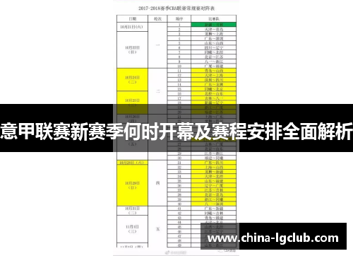 意甲联赛新赛季何时开幕及赛程安排全面解析